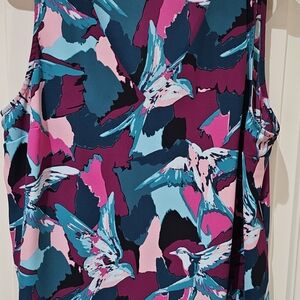 Vibrant Bird Print Sleeveless Top